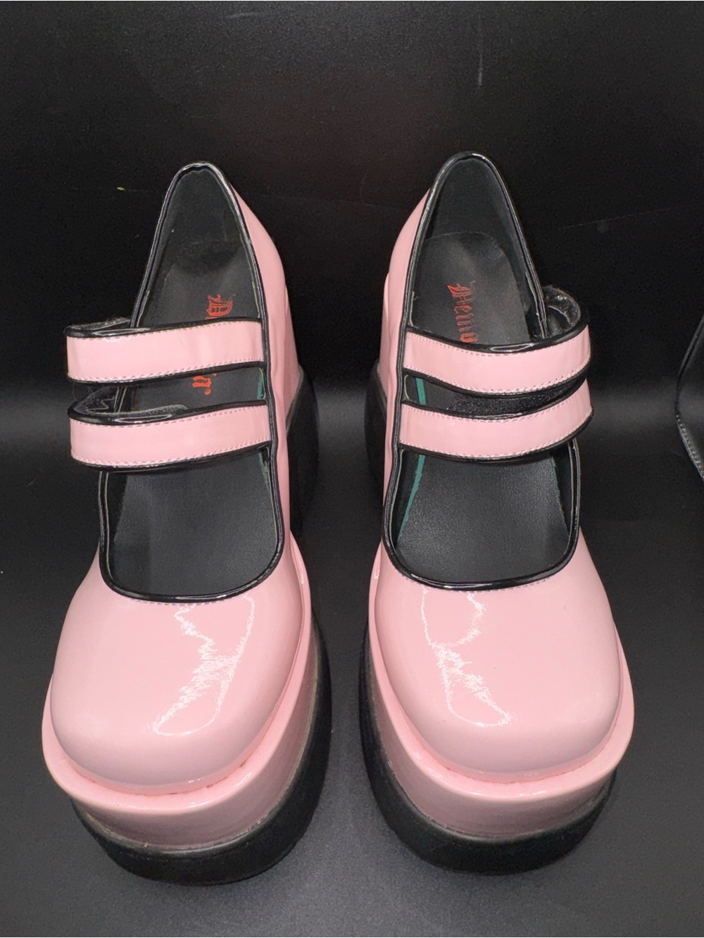 Demonia VOID-37 Pink Patent Double Strap Platform Mary Jane women 8/EU38 - Picture 15 of 16